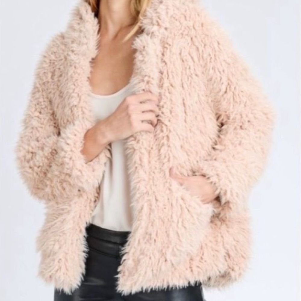 Love Tree Fuzzy Teddy Hooded Jacket Coat Size S